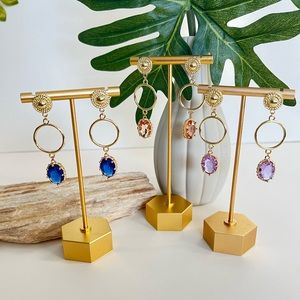 Elegant Gold Dangle Earrings - Wedding Romantic Pendant Earrings - Glam Earrings